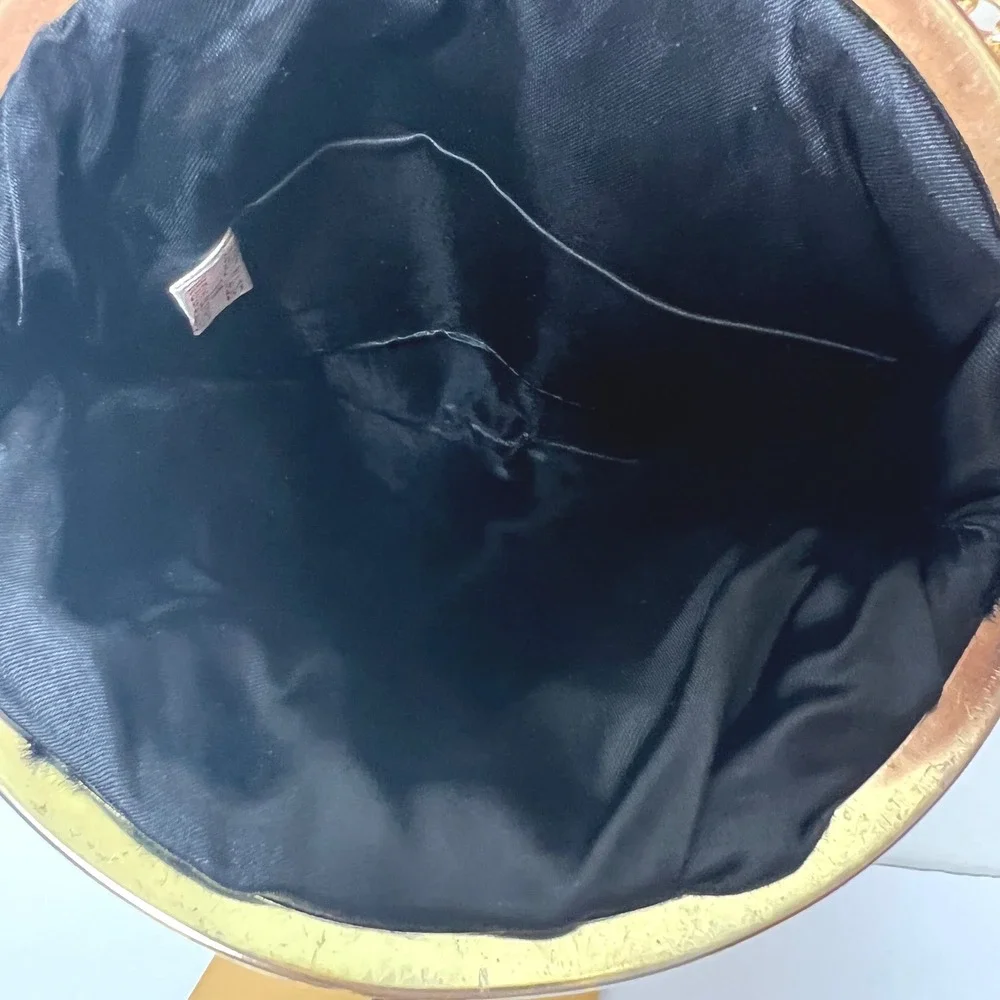 Vintage Black Pleated Satin Evening Clutch Handbag Chain Strap Kiss Lock Clasp‎